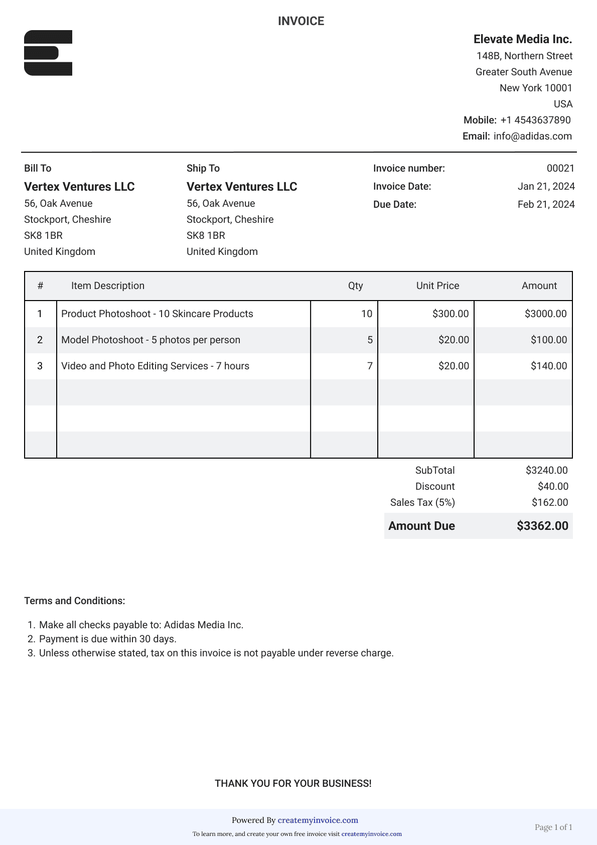 Customizable free invoice template | Download as PDF